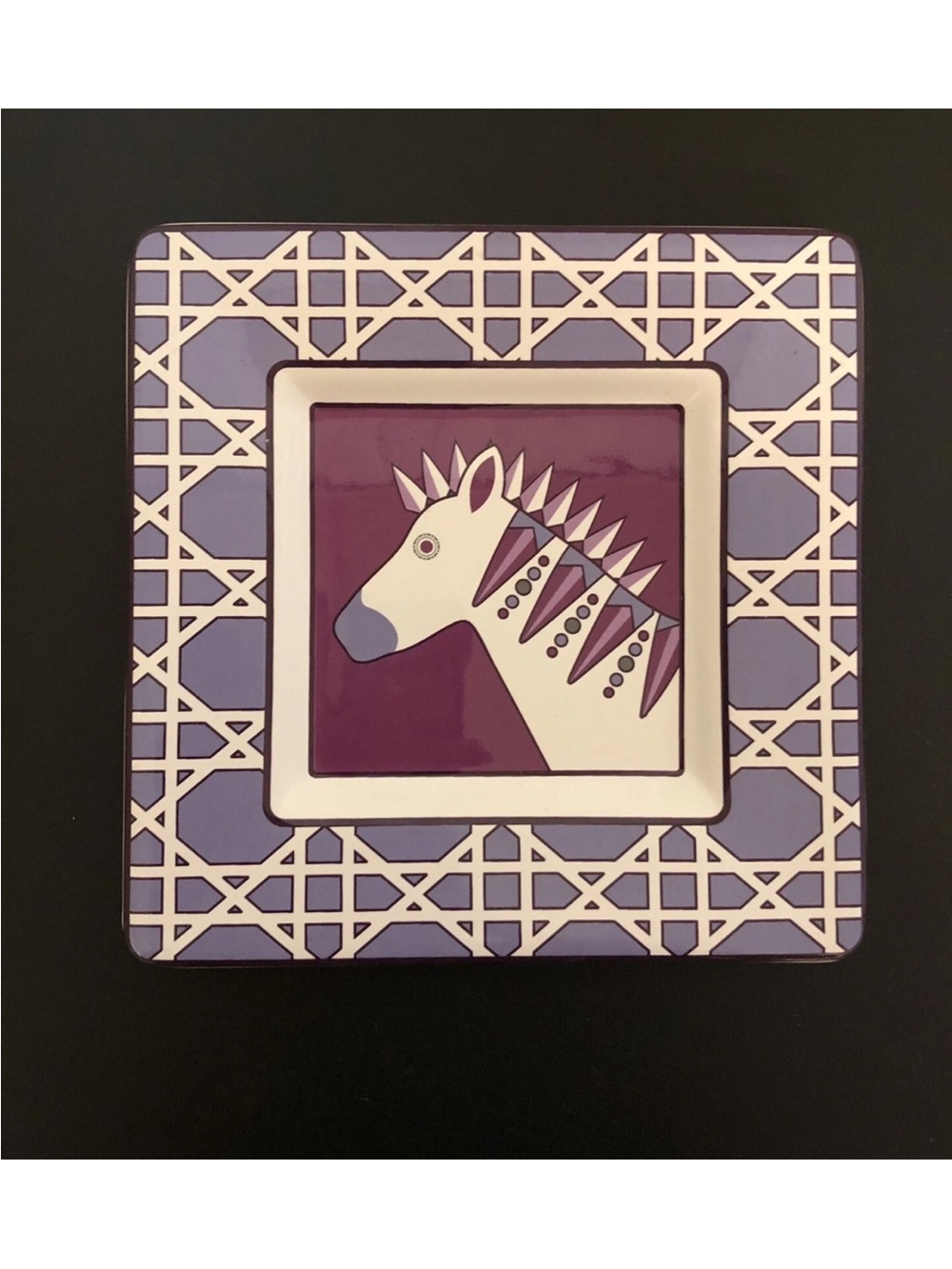 Jonathan Adler Happy Chic Square Purple Zebra Trinket Dish Plate
